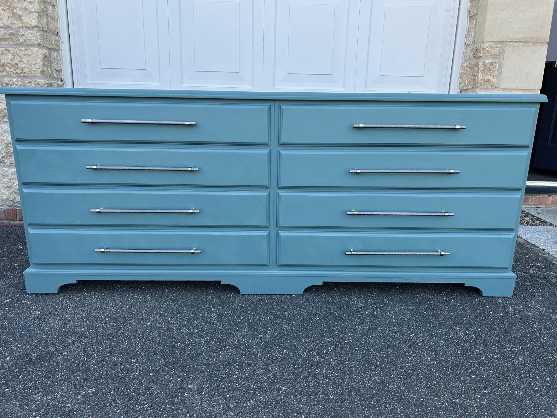 Teal Green Restored Chest of Drawers – Pond Ripple & Antique Brass Handles
