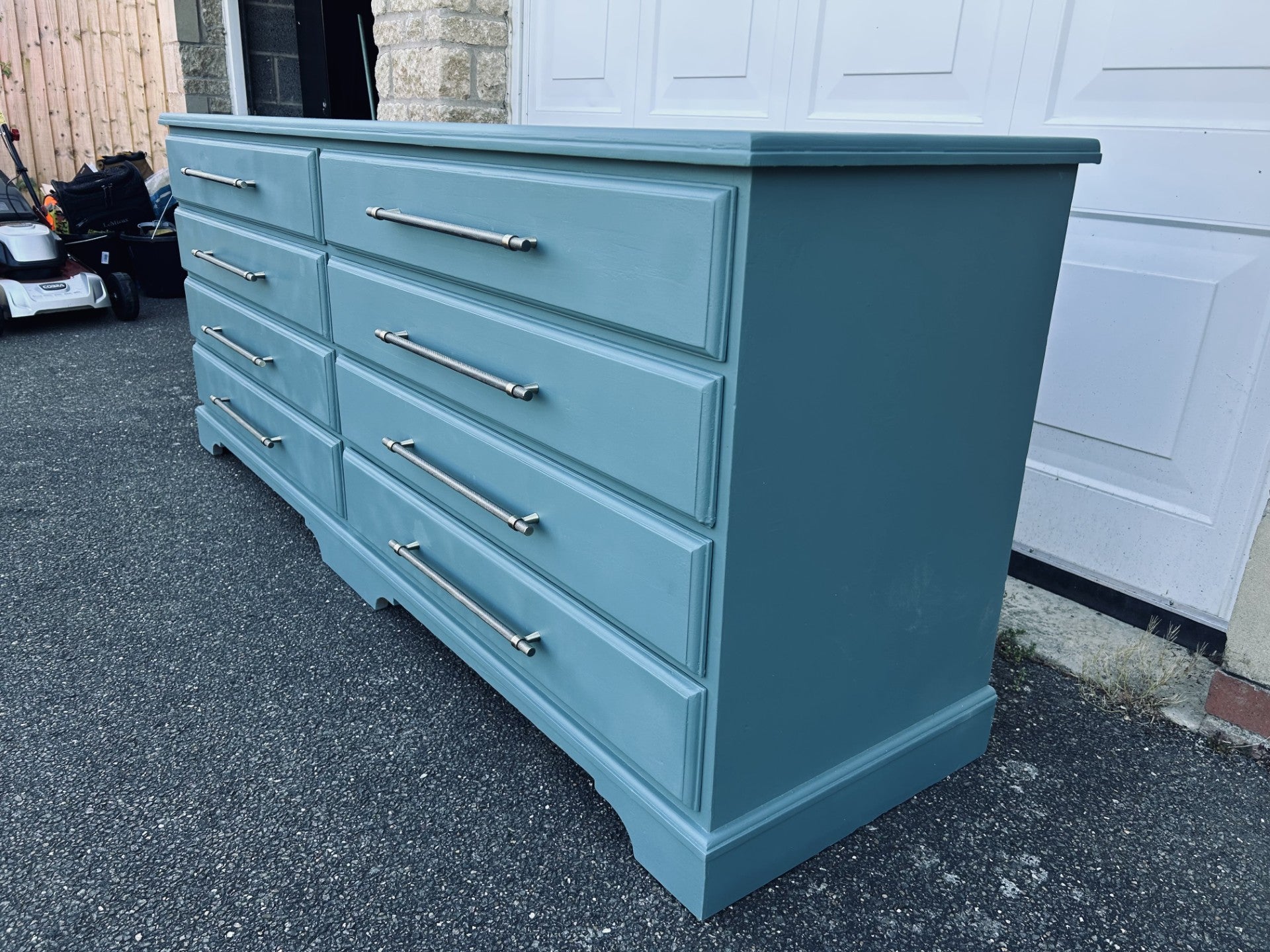 Teal Green Restored Chest of Drawers – Pond Ripple & Antique Brass Handles