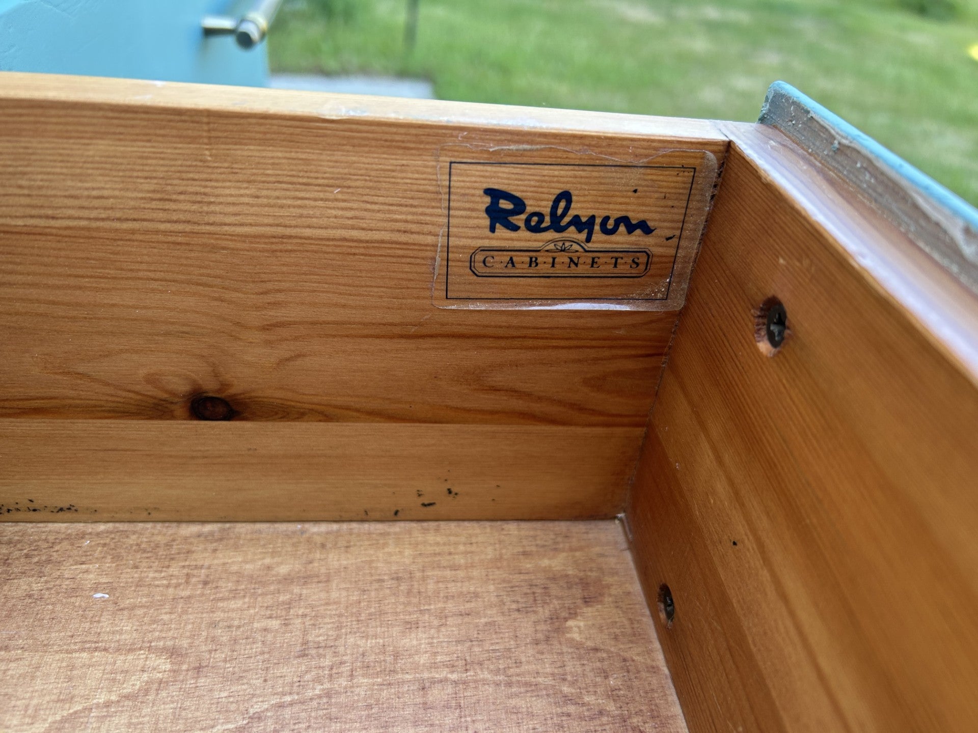 Teal Green Restored Chest of Drawers – Pond Ripple & Antique Brass Handles