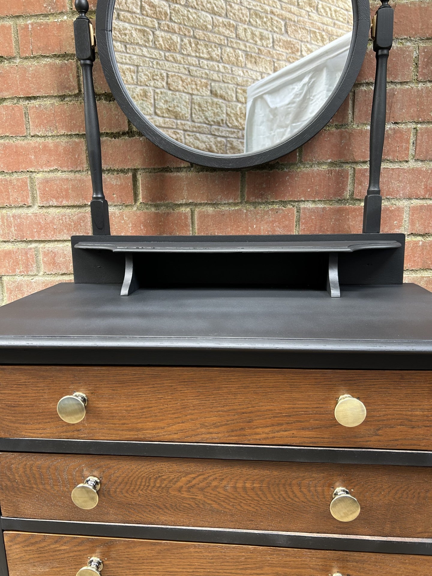 Black & Walnut Antique Pine Dresser with Mirror – Rescued & Restored