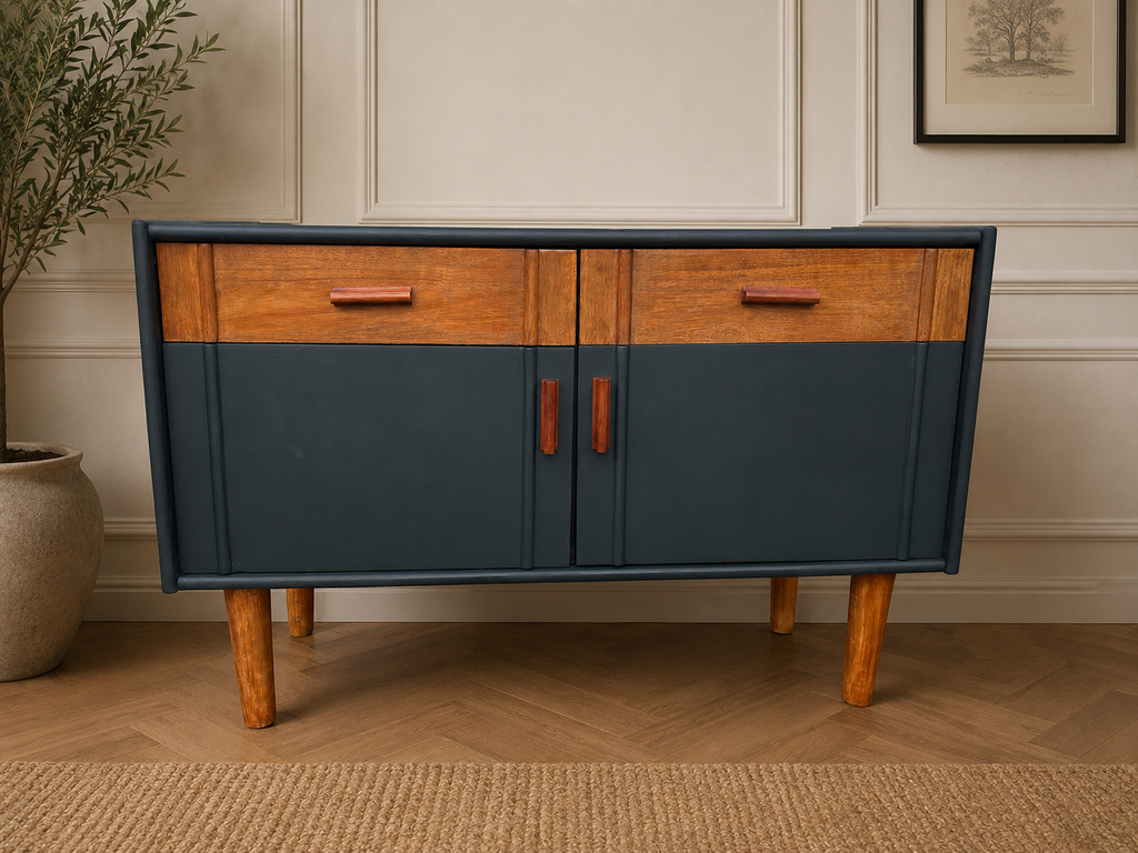 Restored Sideboard in 'Tempest's Teapot' – Warm Wood Drawers & Original Handles