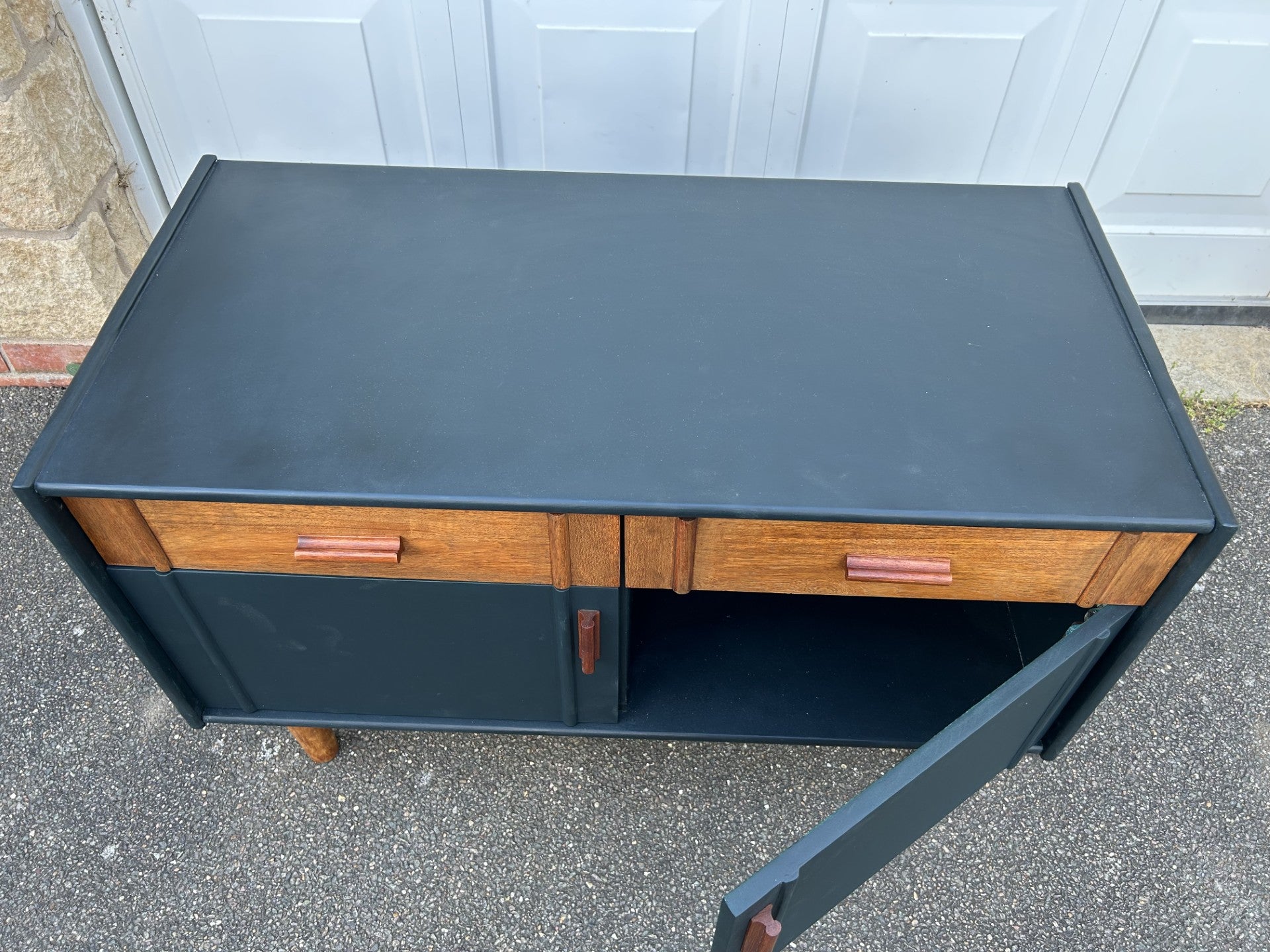 Restored Sideboard in 'Tempest's Teapot' – Warm Wood Drawers & Original Handles