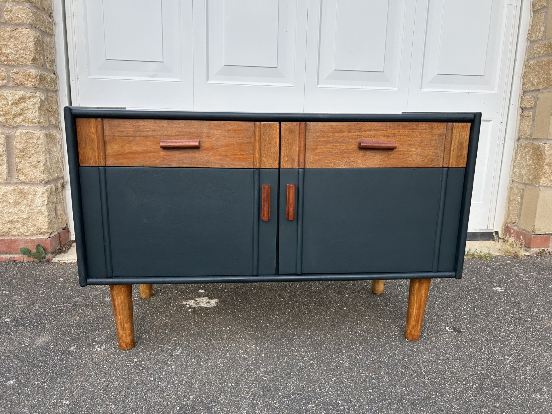 Restored Sideboard in 'Tempest's Teapot' – Warm Wood Drawers & Original Handles