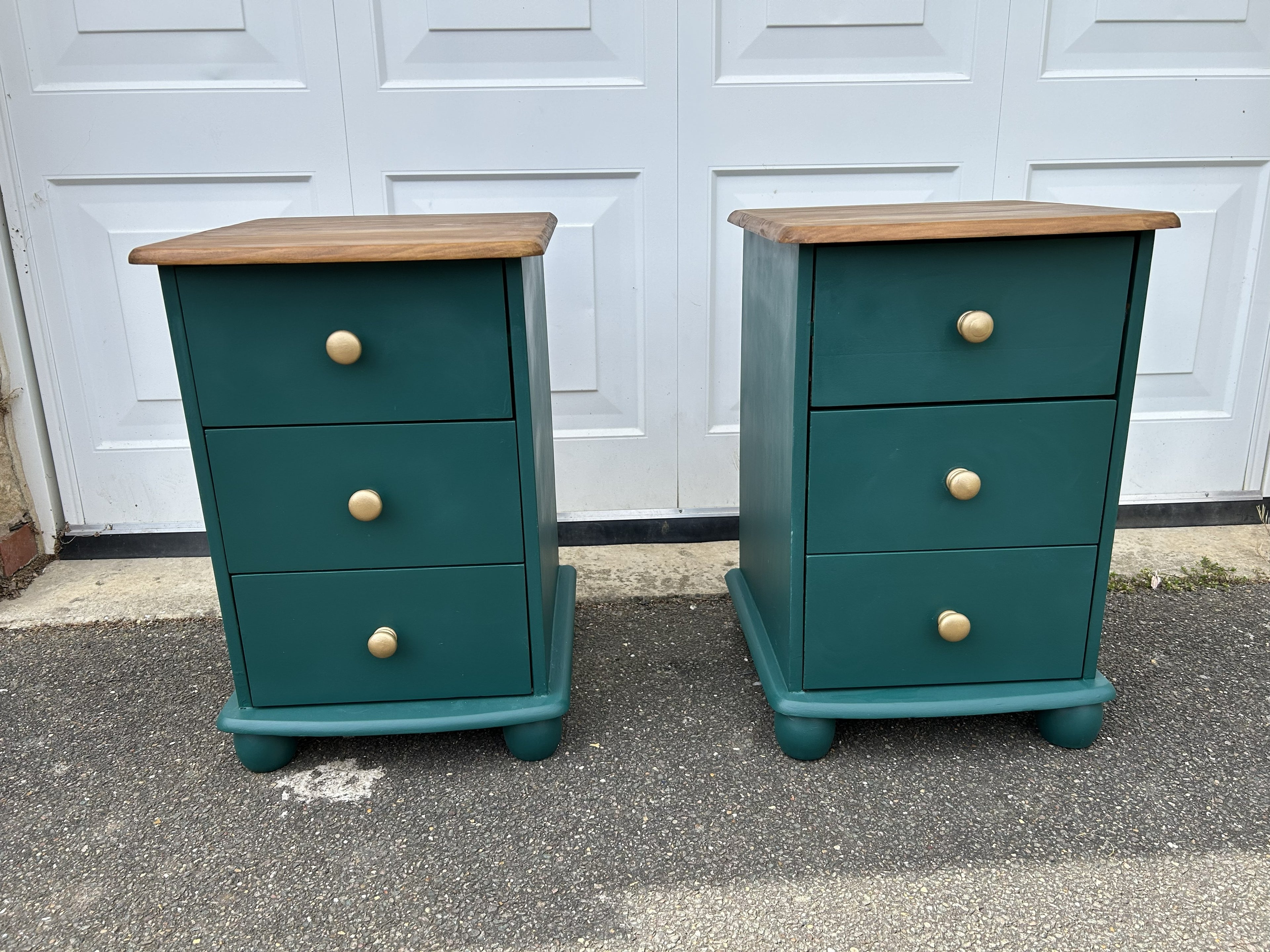 Emerald Pine Bedside Tables – Rescued & Restored Pair