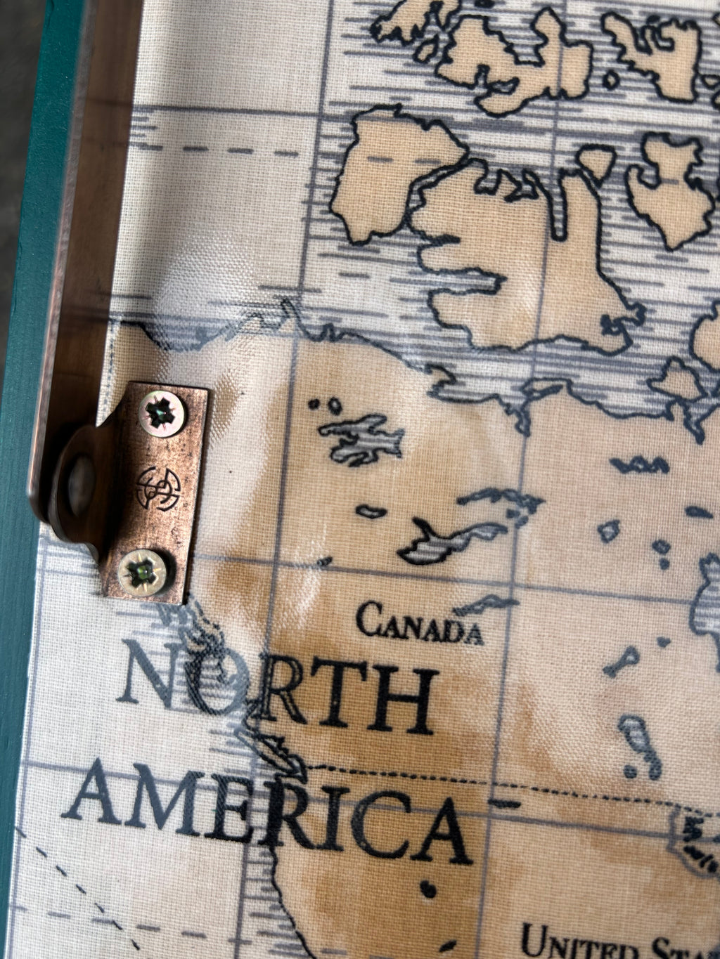 Emerald Green Restored Bureau – World Map Writing Surface & Original Key
