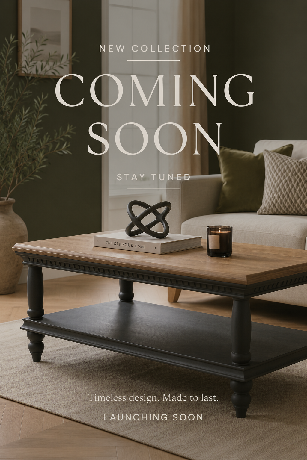Coming Soon – Restored Charcoal & Natural Wood Coffee Table