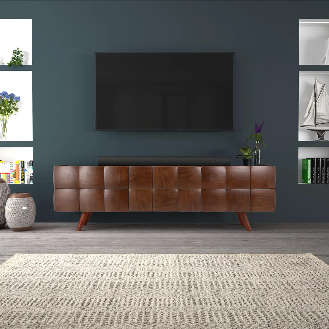 Coming Soon – Luxury Quilted Walnut TV Stand